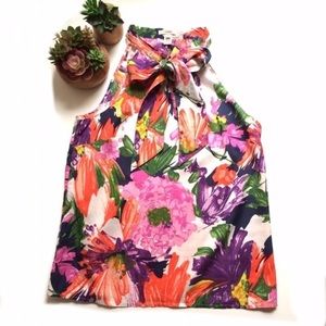 J. Crew garden floral neck tie silk tank